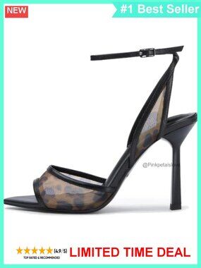 Women's Mesh Slingback Peep Toe Kitten Heel Sandals Ankle Strap Dress Pumps